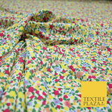 Yellow Pink Floral Flower Ditsy Lightweight Polyester Jersey Fabric 59" 5005