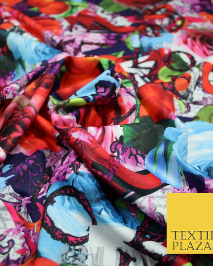 Colourful Wacky Artsy LOVE Girly Lips Heels Floral Smooth Jersey Fabric 56" 5004