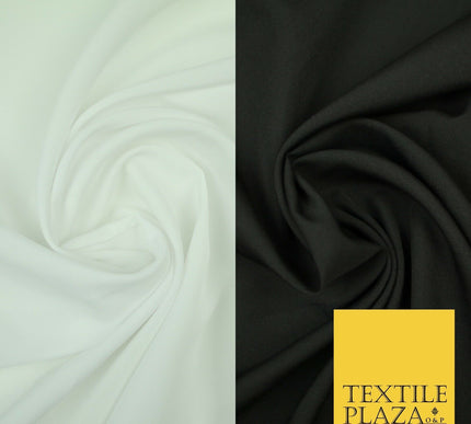 Black White Plain Dyed Soft Powder Crepe Lining Dress 100% Polyester Fabric  56"