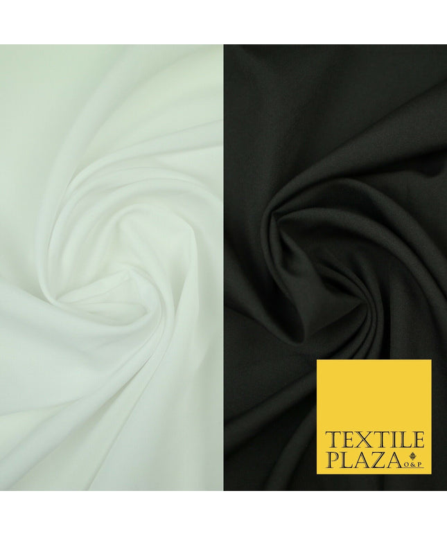 Black White Plain Dyed Soft Powder Crepe Lining Dress 100% Polyester Fabric  56"