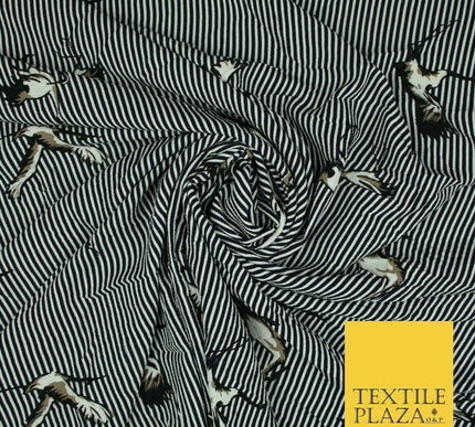 Premium Leopard Stripe Zig Zag Spot Bird Printed Bubble Crepe Dress Fabric 58"