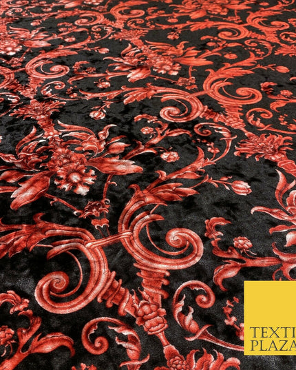 Various Floral Ornate Leopard Flowers Printed Soft Stretch Velvet Dress Fabric