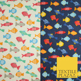 Multicolour Small Swimming Fish Printed Poly Cotton Fabric Polycotton Mask 45"