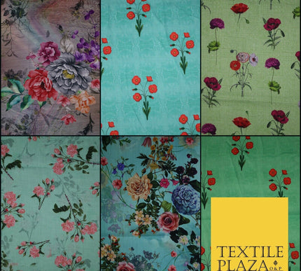 Mix Floral Digital Printed Cotton Feel Polyester Summer Soft Flower Dress Fabric