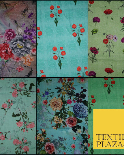 Mix Floral Digital Printed Cotton Feel Polyester Summer Soft Flower Dress Fabric