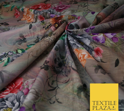 Mix Floral Digital Printed Cotton Feel Polyester Summer Soft Flower Dress Fabric