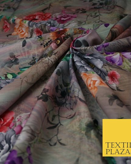 Mix Floral Digital Printed Cotton Feel Polyester Summer Soft Flower Dress Fabric