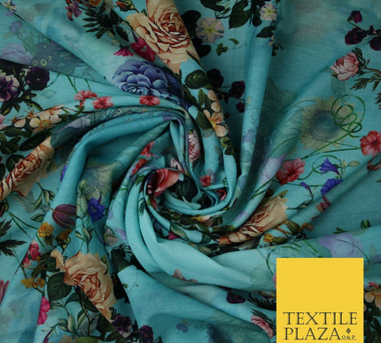 Mix Floral Digital Printed Cotton Feel Polyester Summer Soft Flower Dress Fabric