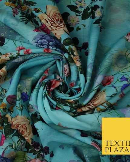 Mix Floral Digital Printed Cotton Feel Polyester Summer Soft Flower Dress Fabric