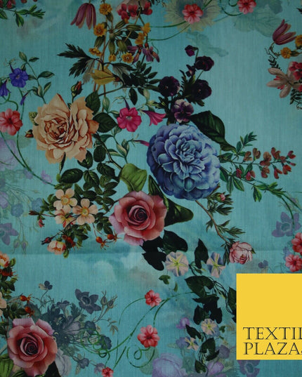 Mix Floral Digital Printed Cotton Feel Polyester Summer Soft Flower Dress Fabric