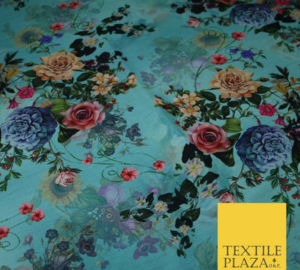 Mix Floral Digital Printed Cotton Feel Polyester Summer Soft Flower Dress Fabric