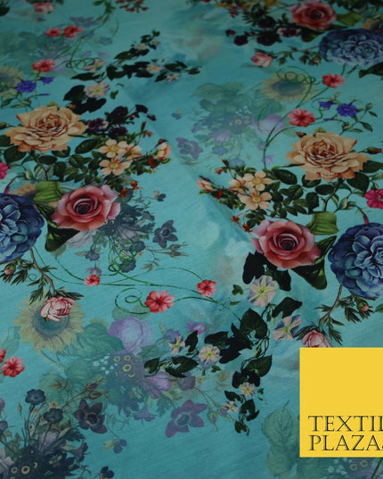 Mix Floral Digital Printed Cotton Feel Polyester Summer Soft Flower Dress Fabric