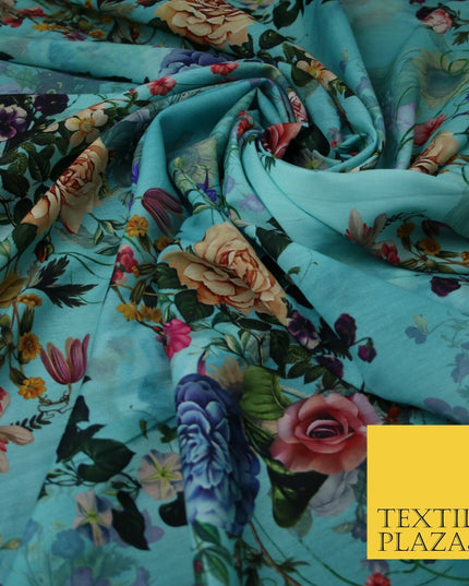Mix Floral Digital Printed Cotton Feel Polyester Summer Soft Flower Dress Fabric