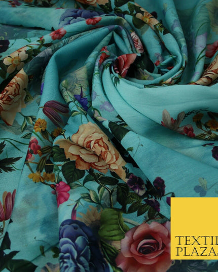 Mix Floral Digital Printed Cotton Feel Polyester Summer Soft Flower Dress Fabric