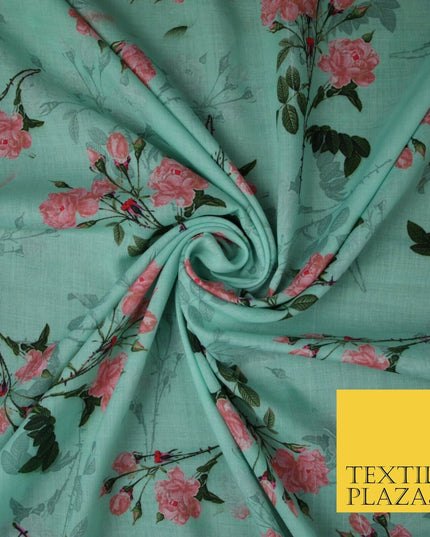 Mix Floral Digital Printed Cotton Feel Polyester Summer Soft Flower Dress Fabric