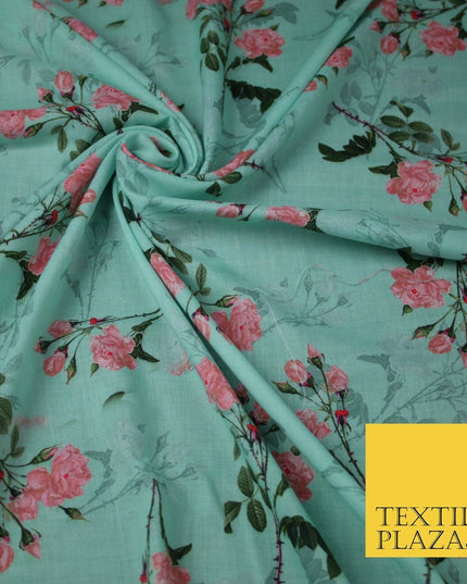 Mix Floral Digital Printed Cotton Feel Polyester Summer Soft Flower Dress Fabric