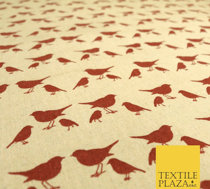 Maroon Robin Bird POLYCOTTON CANVAS Dress Fabric Craft Bags 60" Wide 1646