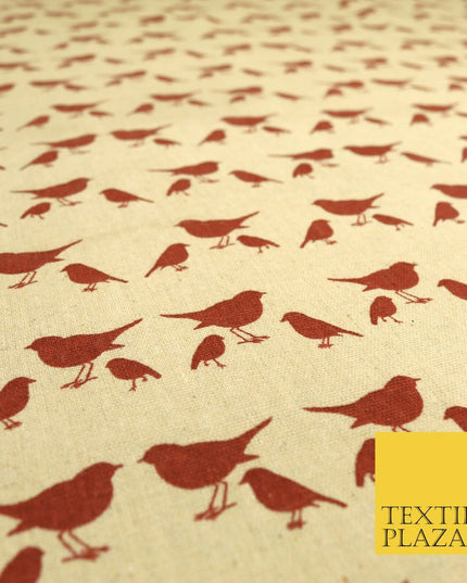 Maroon Robin Bird POLYCOTTON CANVAS Dress Fabric Craft Bags 60" Wide 1646