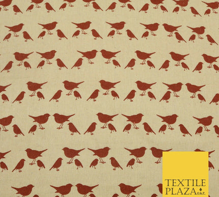 Maroon Robin Bird POLYCOTTON CANVAS Dress Fabric Craft Bags 60" Wide 1646