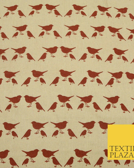 Maroon Robin Bird POLYCOTTON CANVAS Dress Fabric Craft Bags 60" Wide 1646