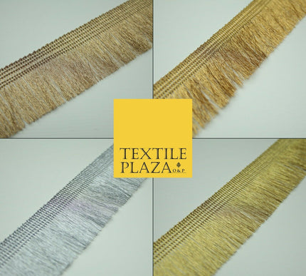 Gold Silver 3cm Wide Soft Thread Metallic Fringe Tassel Ribbon Trim Border Lace