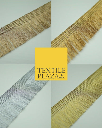Gold Silver 3cm Wide Soft Thread Metallic Fringe Tassel Ribbon Trim Border Lace