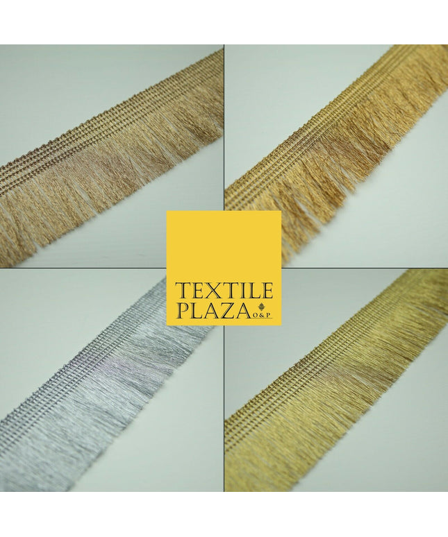 Gold Silver 3cm Wide Soft Thread Metallic Fringe Tassel Ribbon Trim Border Lace