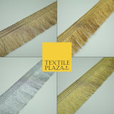 Gold Silver 3cm Wide Soft Thread Metallic Fringe Tassel Ribbon Trim Border Lace