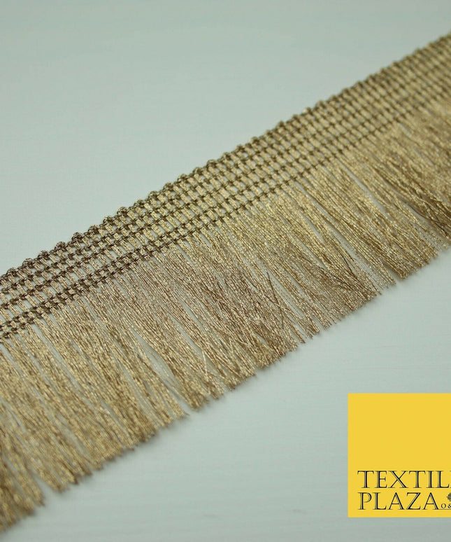 Gold Silver 3cm Wide Soft Thread Metallic Fringe Tassel Ribbon Trim Border Lace