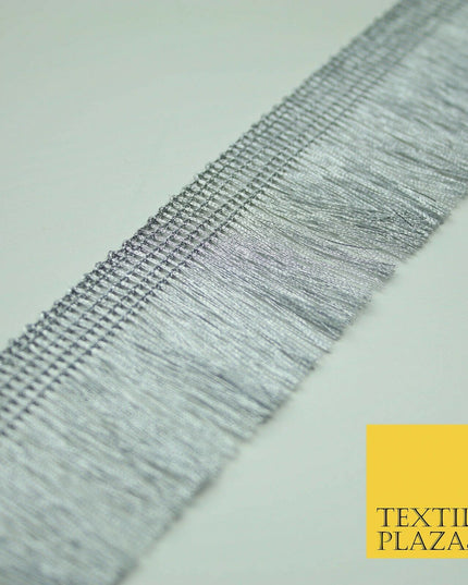 Gold Silver 3cm Wide Soft Thread Metallic Fringe Tassel Ribbon Trim Border Lace
