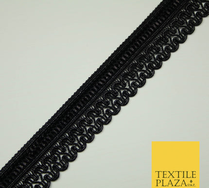 All Black 3cm Pleated Ribbon Loop Braid Trimming Border Gota Sewing Trim X404