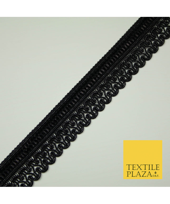 All Black 3cm Pleated Ribbon Loop Braid Trimming Border Gota Sewing Trim X404