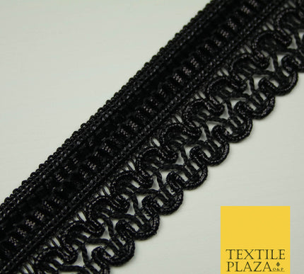 All Black 3cm Pleated Ribbon Loop Braid Trimming Border Gota Sewing Trim X404