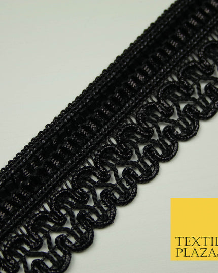 All Black 3cm Pleated Ribbon Loop Braid Trimming Border Gota Sewing Trim X404