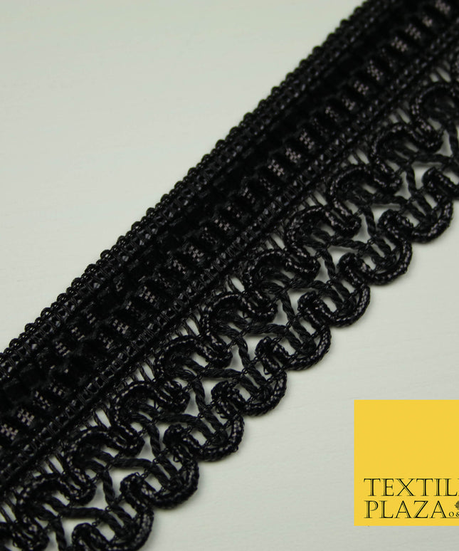 All Black 3cm Pleated Ribbon Loop Braid Trimming Border Gota Sewing Trim X404