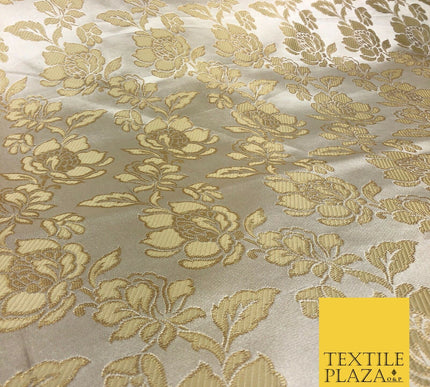 Luxury GOLD Floral Satin Jacquard Fabric Fancy Waistcoats Jackets 45" LA864