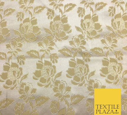 Luxury GOLD Floral Satin Jacquard Fabric Fancy Waistcoats Jackets 45" LA864