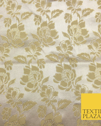 Luxury GOLD Floral Satin Jacquard Fabric Fancy Waistcoats Jackets 45" LA864