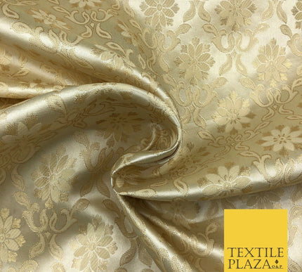 Luxury GOLD Ornate Vintage Satin Jacquard Fabric Fancy Waistcoats Jackets LA867