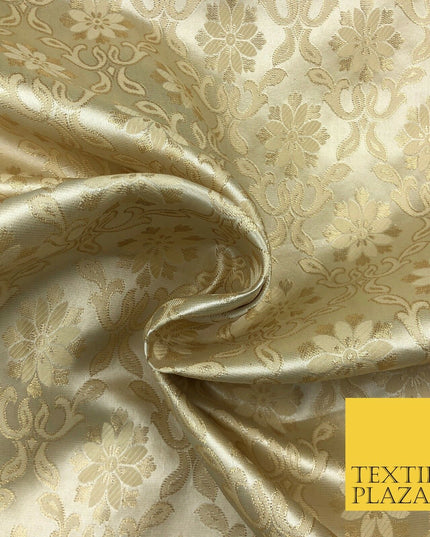 Luxury GOLD Ornate Vintage Satin Jacquard Fabric Fancy Waistcoats Jackets LA867