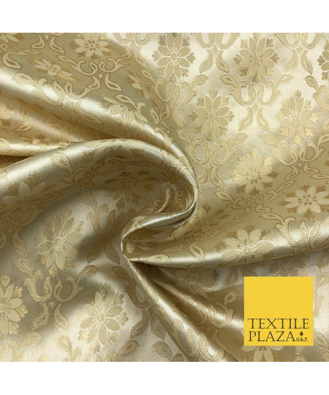Luxury GOLD Ornate Vintage Satin Jacquard Fabric Fancy Waistcoats Jackets LA867
