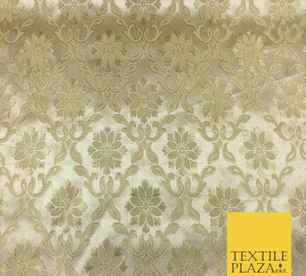 Luxury GOLD Ornate Vintage Satin Jacquard Fabric Fancy Waistcoats Jackets LA867