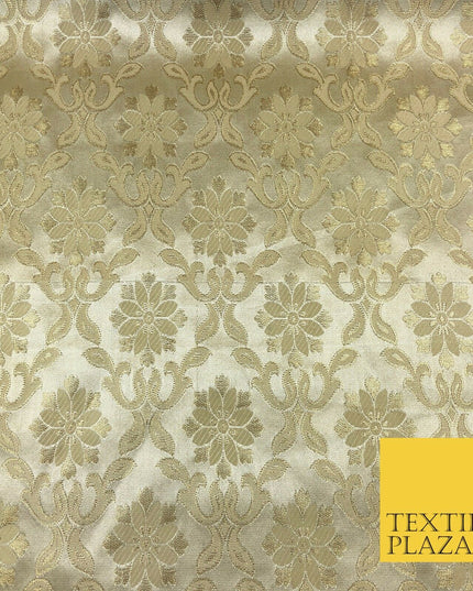 Luxury GOLD Ornate Vintage Satin Jacquard Fabric Fancy Waistcoats Jackets LA867
