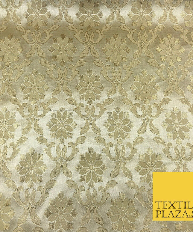 Luxury GOLD Ornate Vintage Satin Jacquard Fabric Fancy Waistcoats Jackets LA867