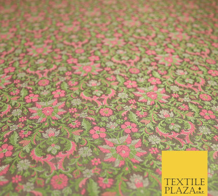 Mauve Luxury Floral PURE Benarsi Brocade Woven Fine Dress Fabric Fancy 1760