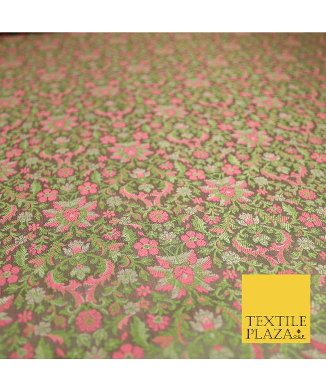 Mauve Luxury Floral PURE Benarsi Brocade Woven Fine Dress Fabric Fancy 1760
