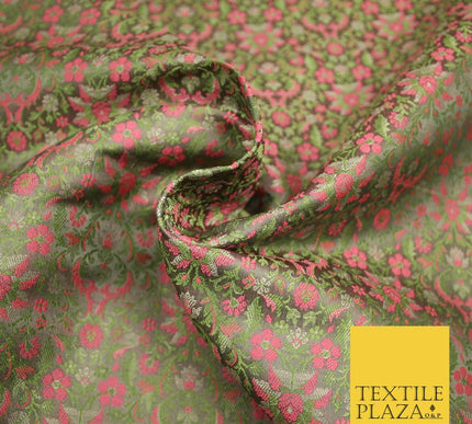 Mauve Luxury Floral PURE Benarsi Brocade Woven Fine Dress Fabric Fancy 1760