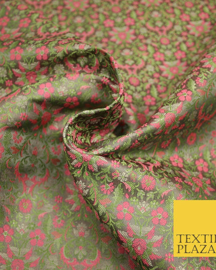 Mauve Luxury Floral PURE Benarsi Brocade Woven Fine Dress Fabric Fancy 1760