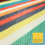 Colourful Striped Fish Net Airtex 4mm Hole Mesh Stretch Polyester Material 4343
