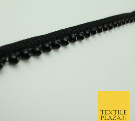 Full Black Pearl Ball Shiny Beaded Ribbon Trim Border Indian Lace X335